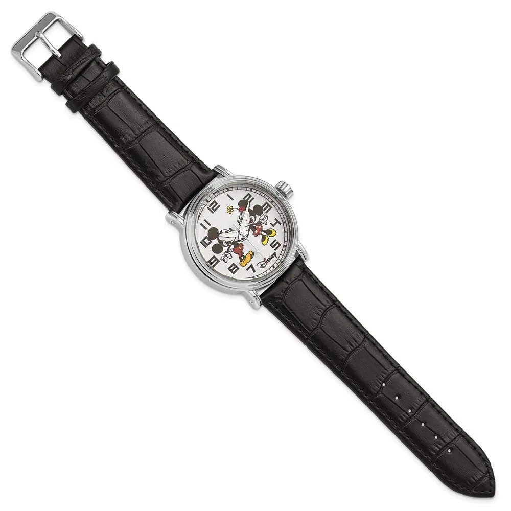 Disney Mickey Minnie Ladies Black Leather Watch Size