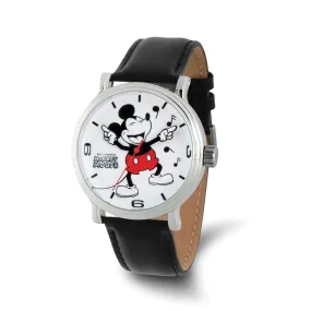 Disney Women's Mickey Mouse Watch with Black Leather Band