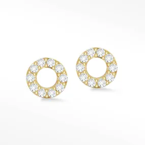 18k Diamond Donut Threadless Stud Earrings with Flat Back