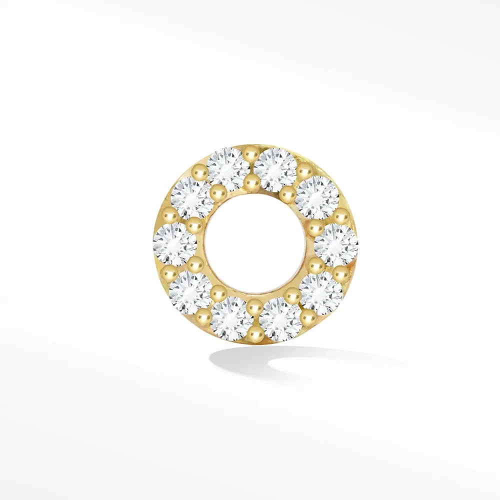 18k Diamond Donut Threadless Stud Earrings with Flat Back