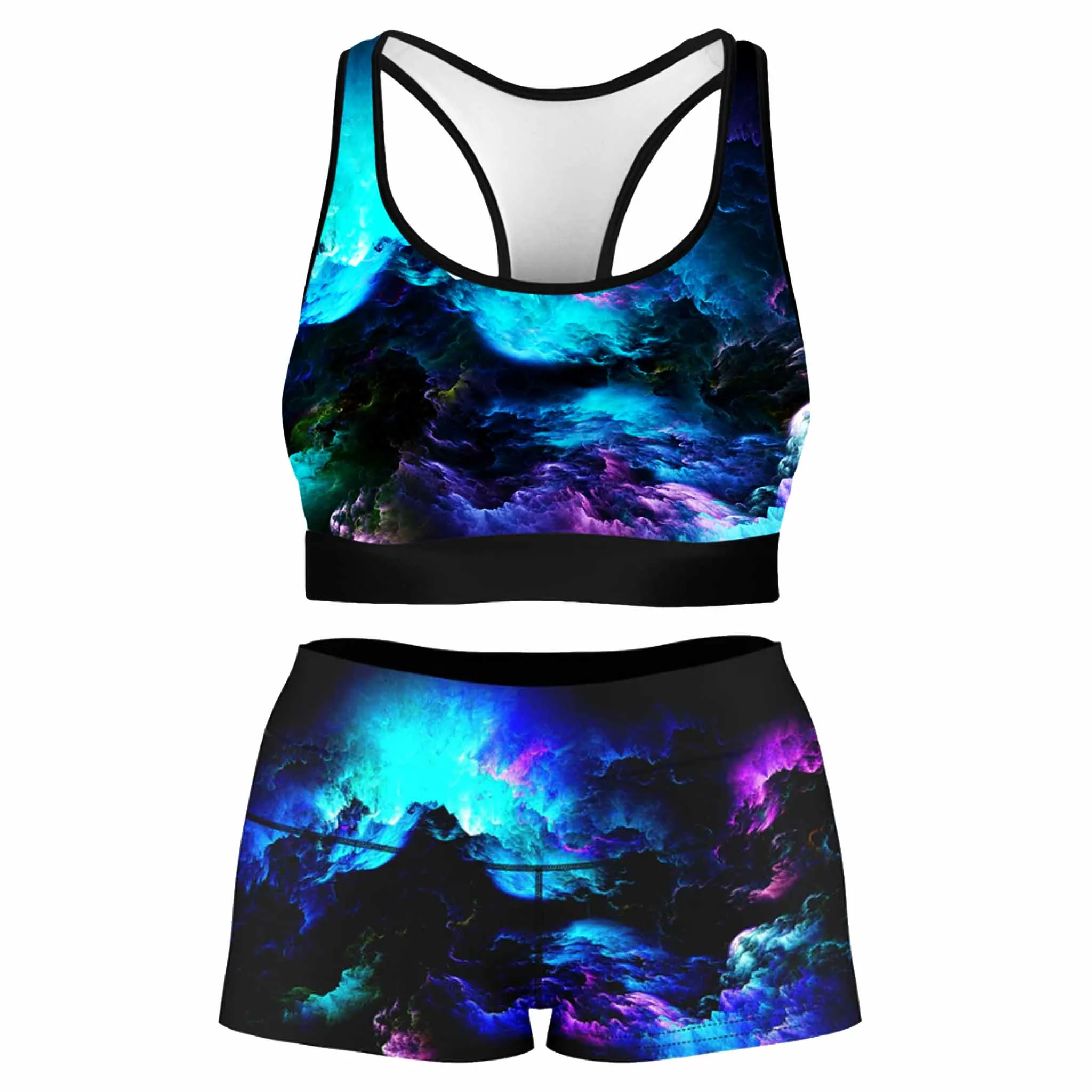 Dream Waves Rave Bra and High Waist Booty Shorts Combo