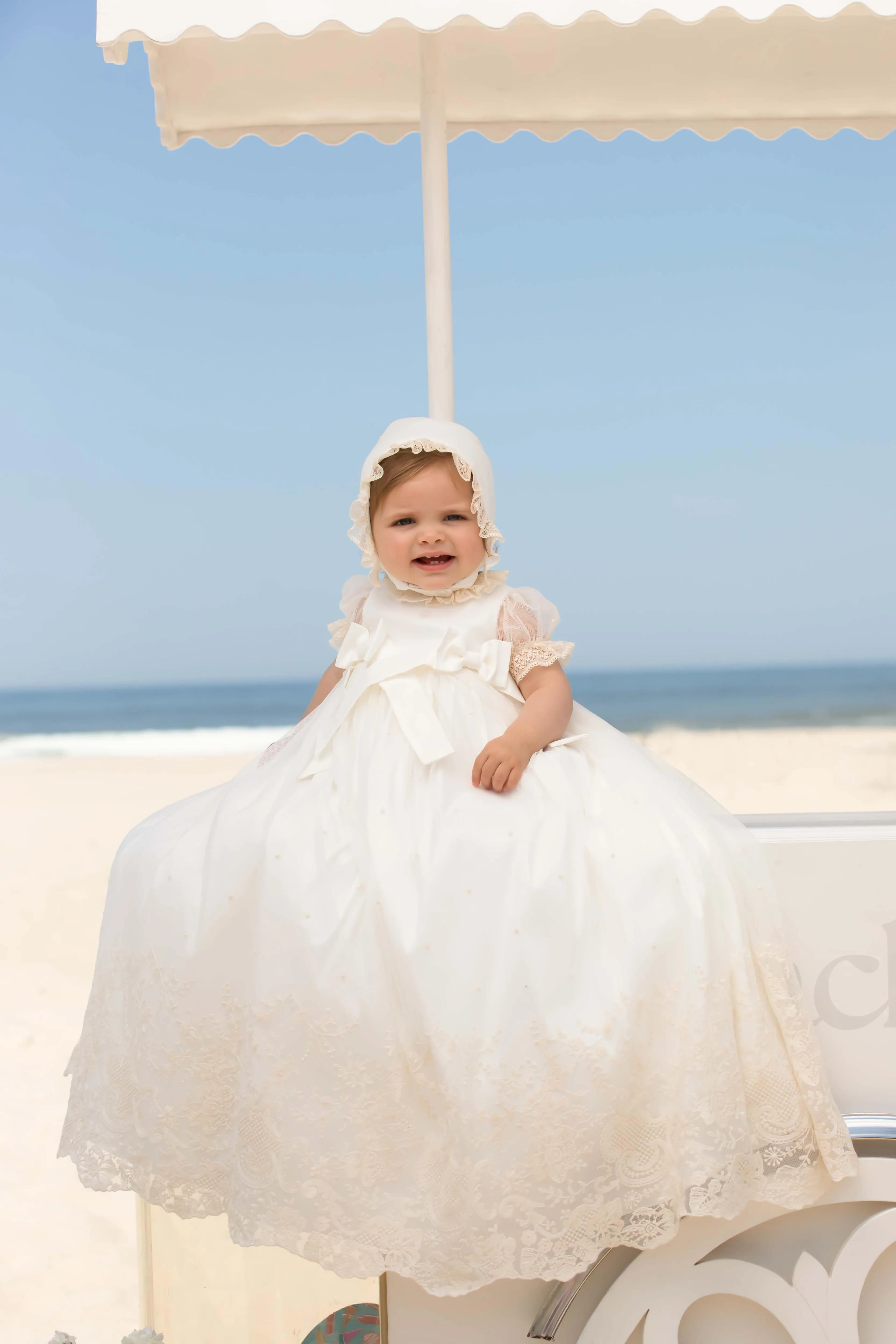 Special Occasion Girl's Dress with Ecru Embroidered Hat