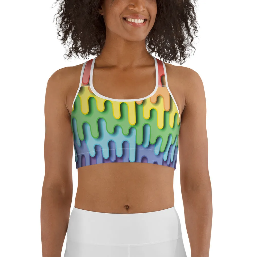 Dripping Rainbow Sports Bra