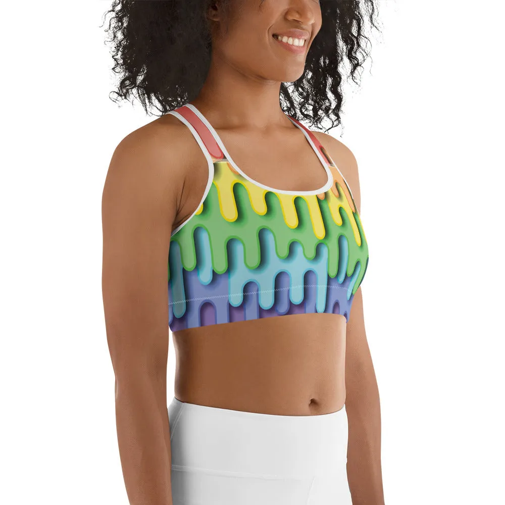 Dripping Rainbow Sports Bra