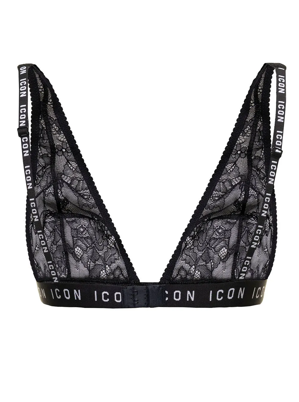 Lace Detailed Bra with Dsquared2 Logo Print