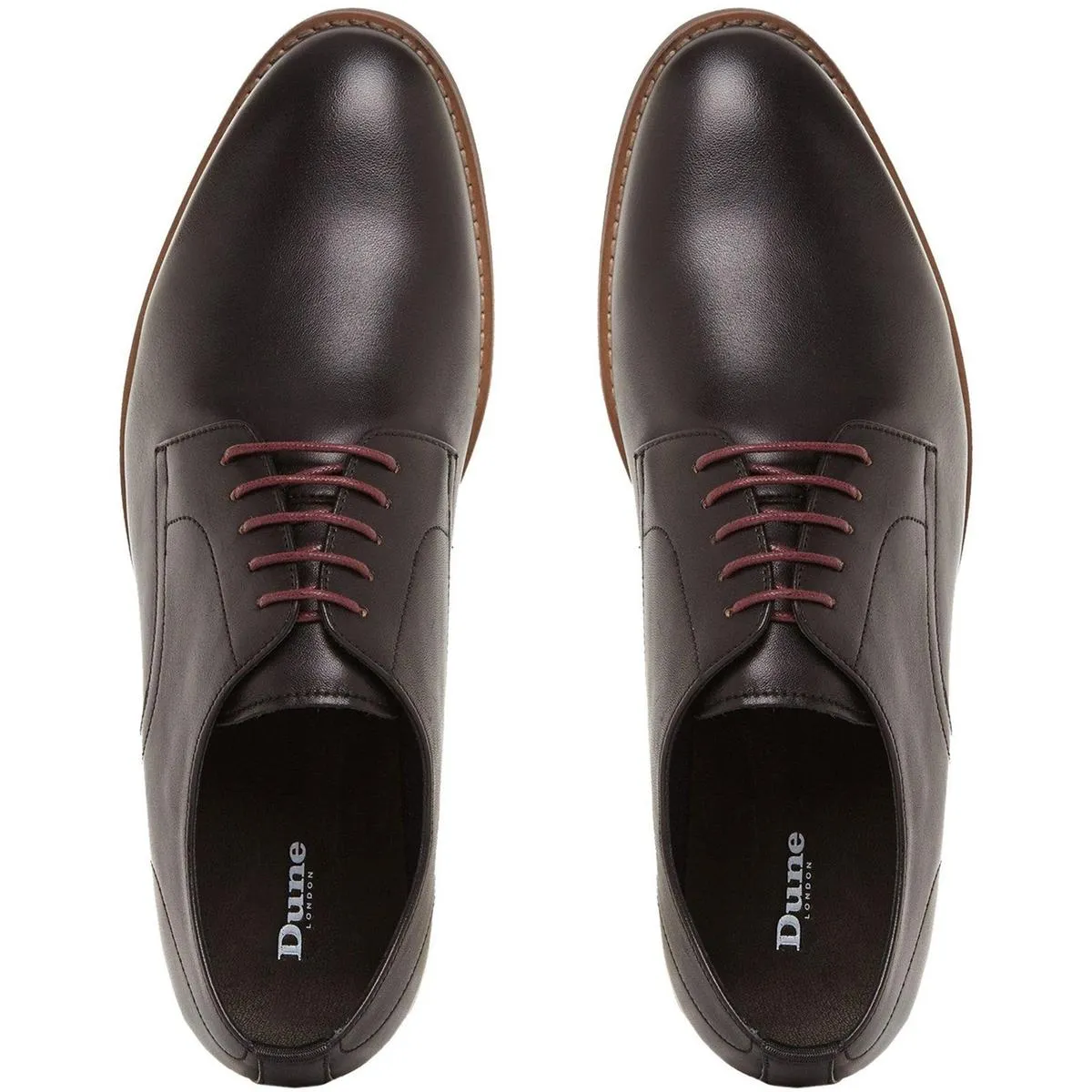 Dune Suffolks Leather Smart Gibson Shoes Black