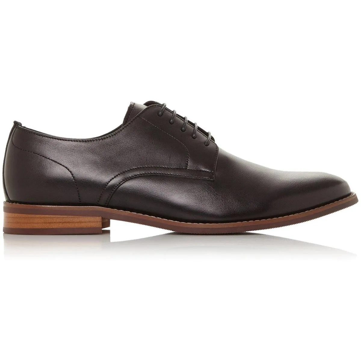 Dune Suffolks Leather Smart Gibson Shoes Black