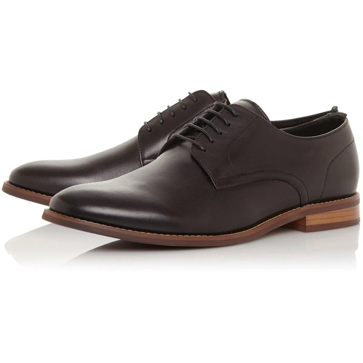 Dune Suffolks Leather Smart Gibson Shoes Black