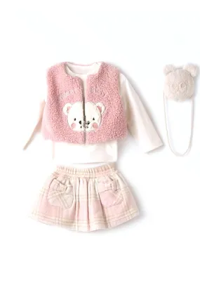 Ebita Baby Girl Sweet Girly Three Piece Set, Pink