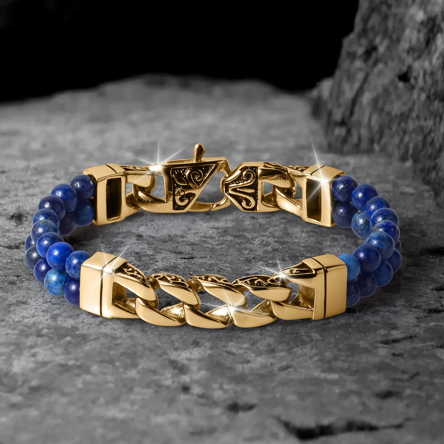 Eclipse Lapis Gold Men Bracelet