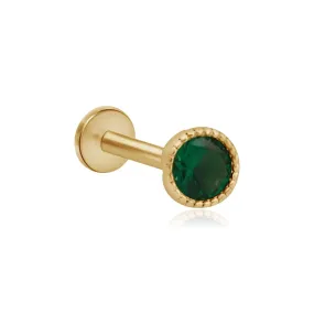 Emerald Bezel Stud Earrings with Milgrain Detail