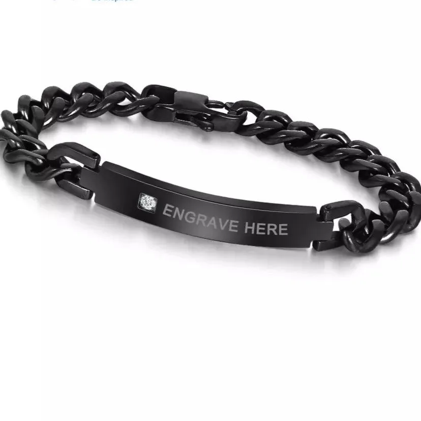 Black Engravable Men's Bracelet