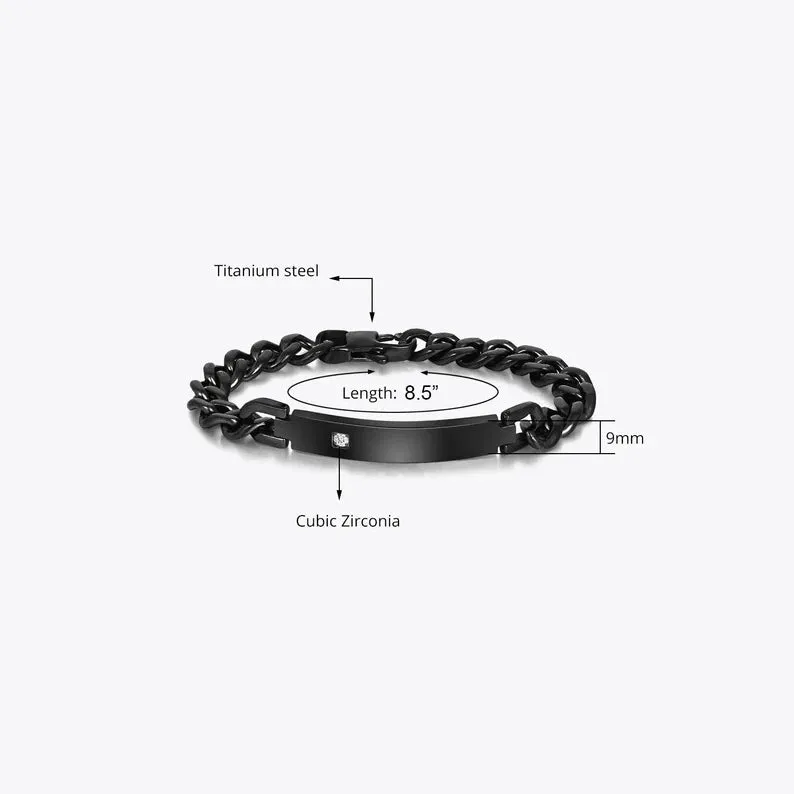 Black Engravable Men's Bracelet