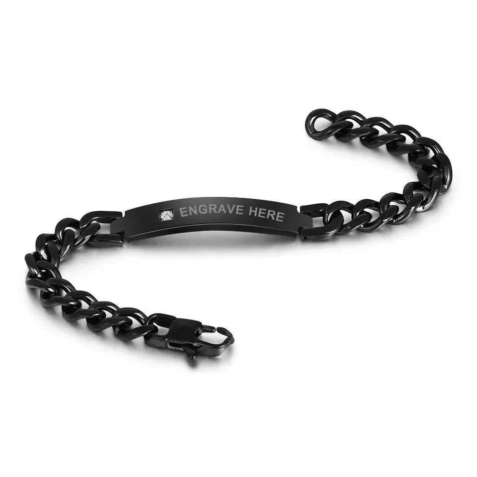 Black Engravable Men's Bracelet