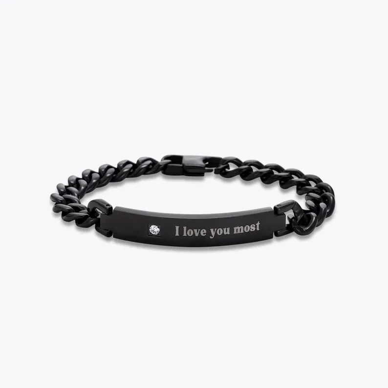 Black Engravable Men's Bracelet