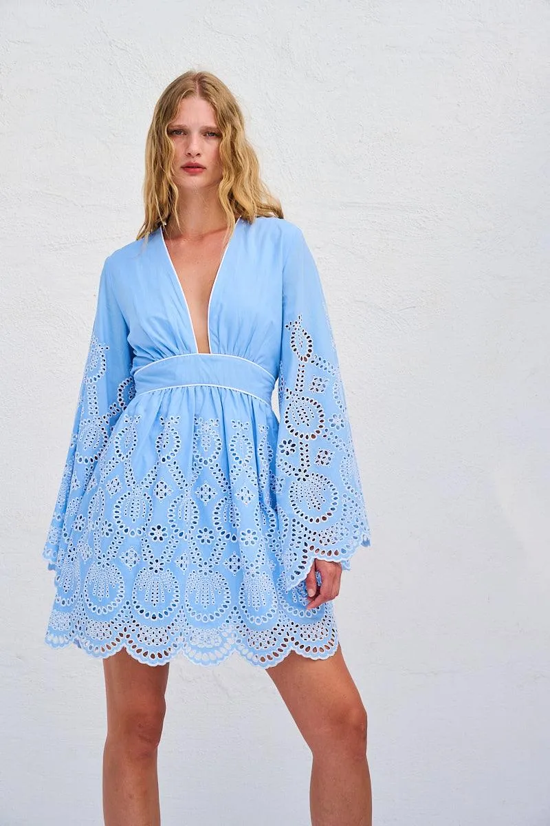 Eyelet Bell Sleeve Dress by Lace the Label