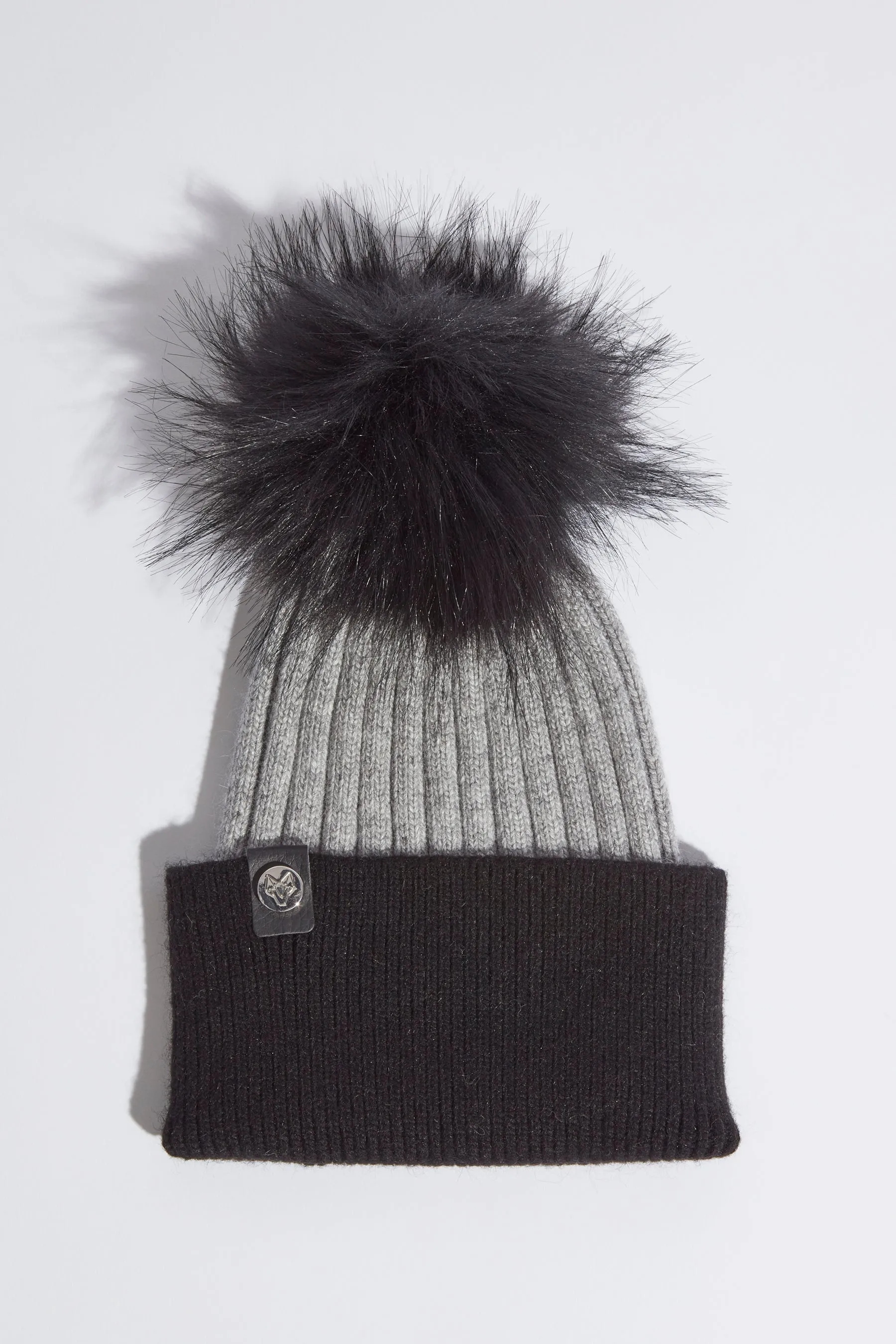 Faux Harley Pom Pom Hat - Black/Grey