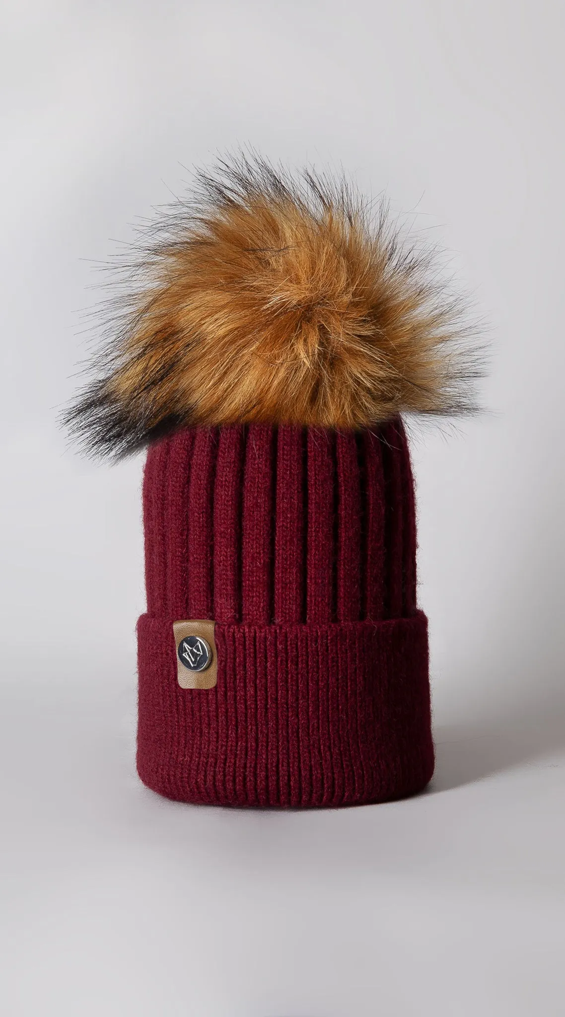 Faux Harley Pom Pom Hat - Wine