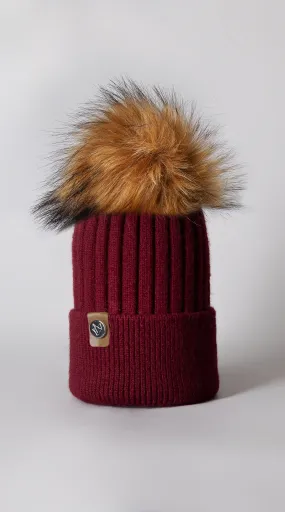 Faux Harley Pom Pom Hat - Wine