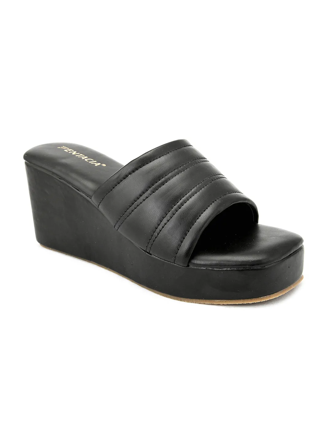 FENTACIA Womens Black Ultra-Soft Lightweight Wedges