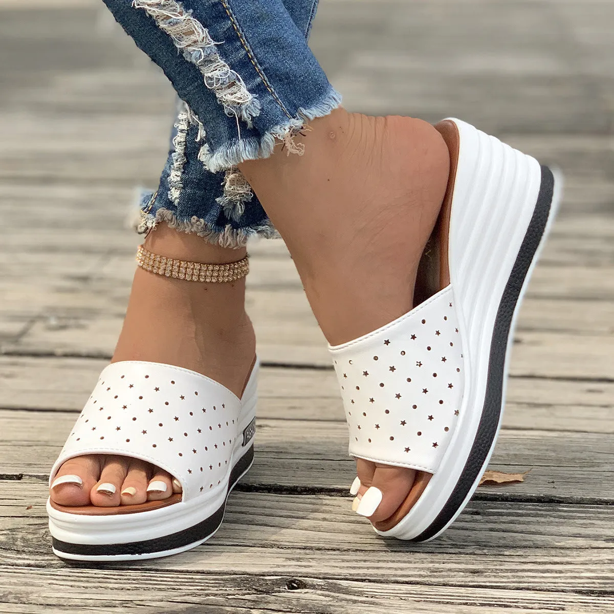 Fashionable Fish Mouth Wedges Sandals