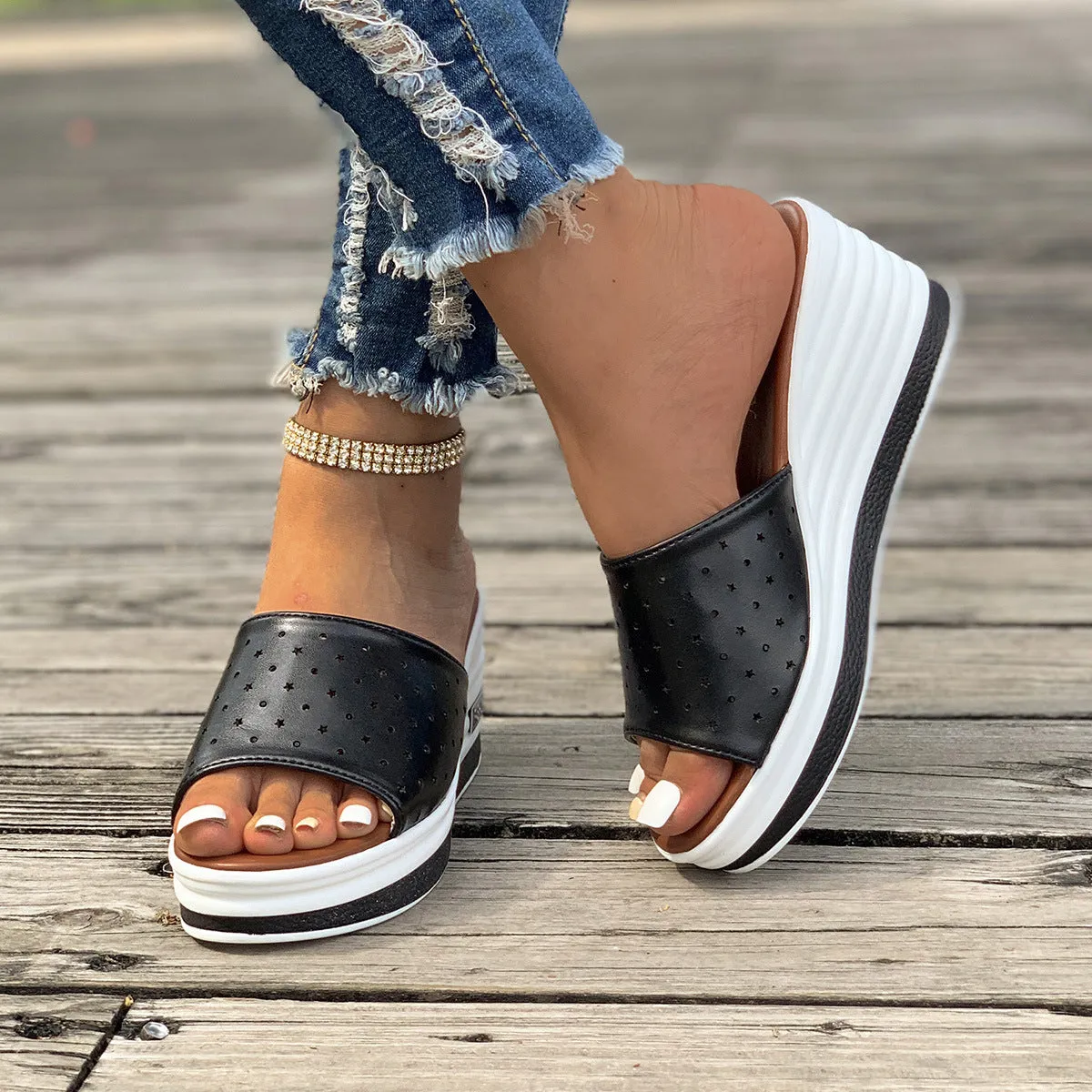 Fashionable Fish Mouth Wedges Sandals