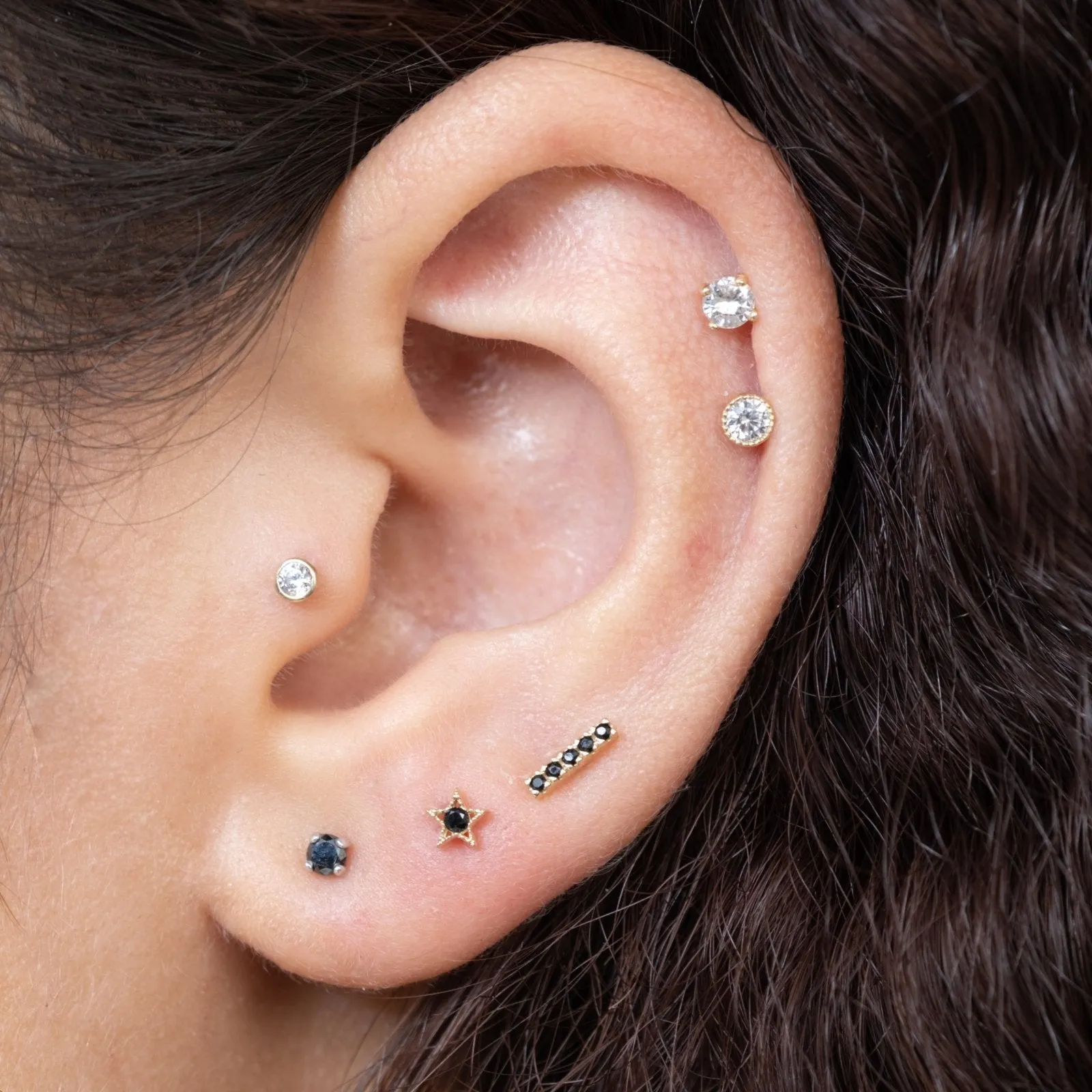 Flat Back Black Diamond Earring