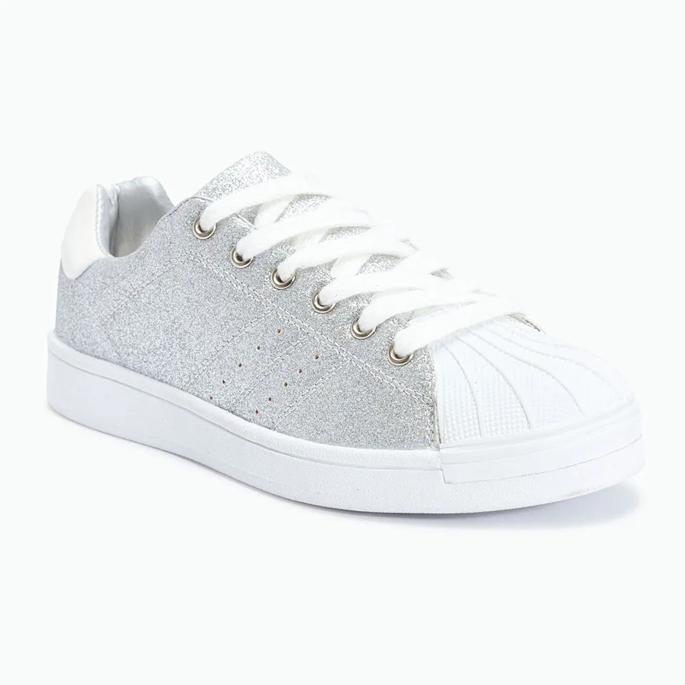 Flat Lace Up Trainer Glitter