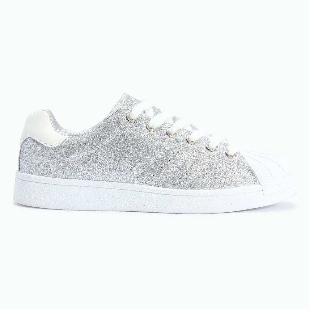 Flat Lace Up Trainer Glitter