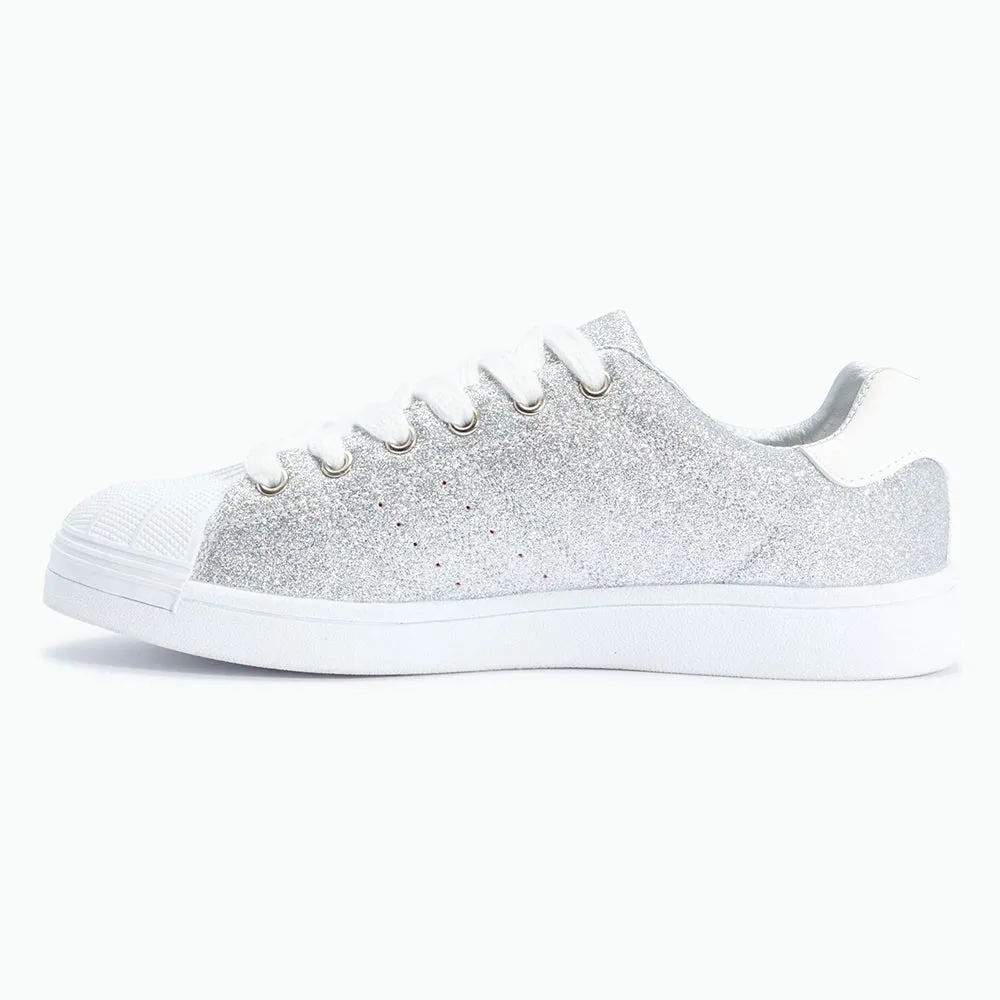 Flat Lace Up Trainer Glitter