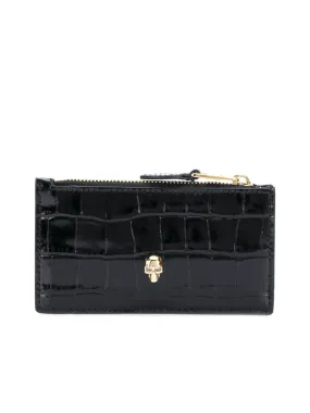 Flat Zip Purse With Skull Stud