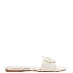 Ivory Leather Flora Flat Mule