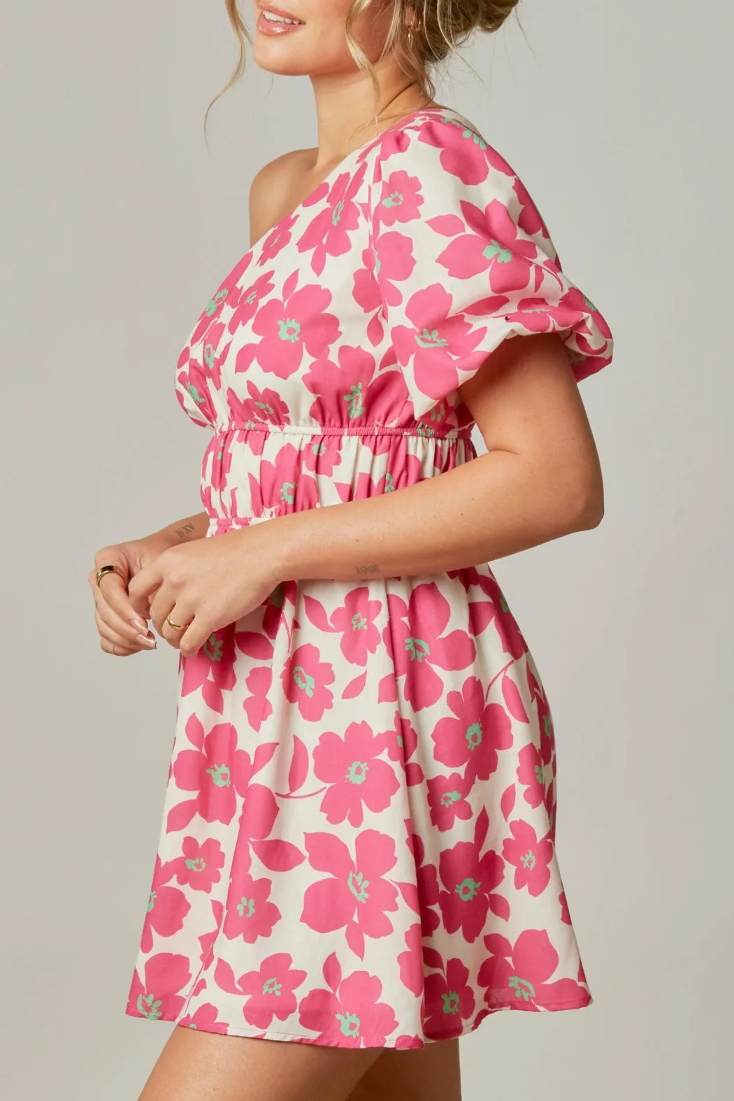 Floral One Shoulder Dress