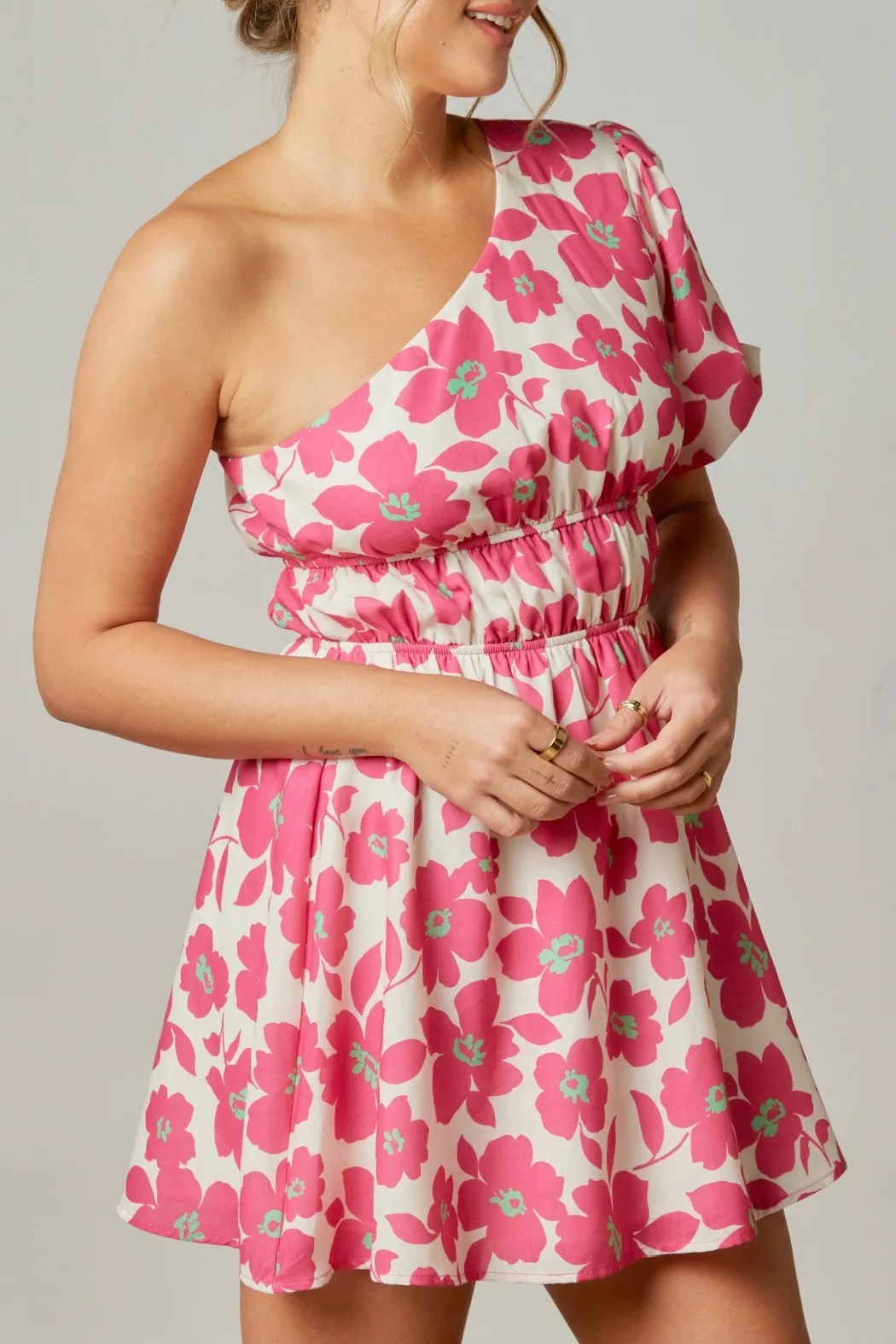 Floral One Shoulder Dress