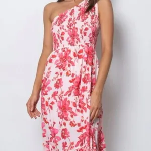 Floral One Shoulder Midi