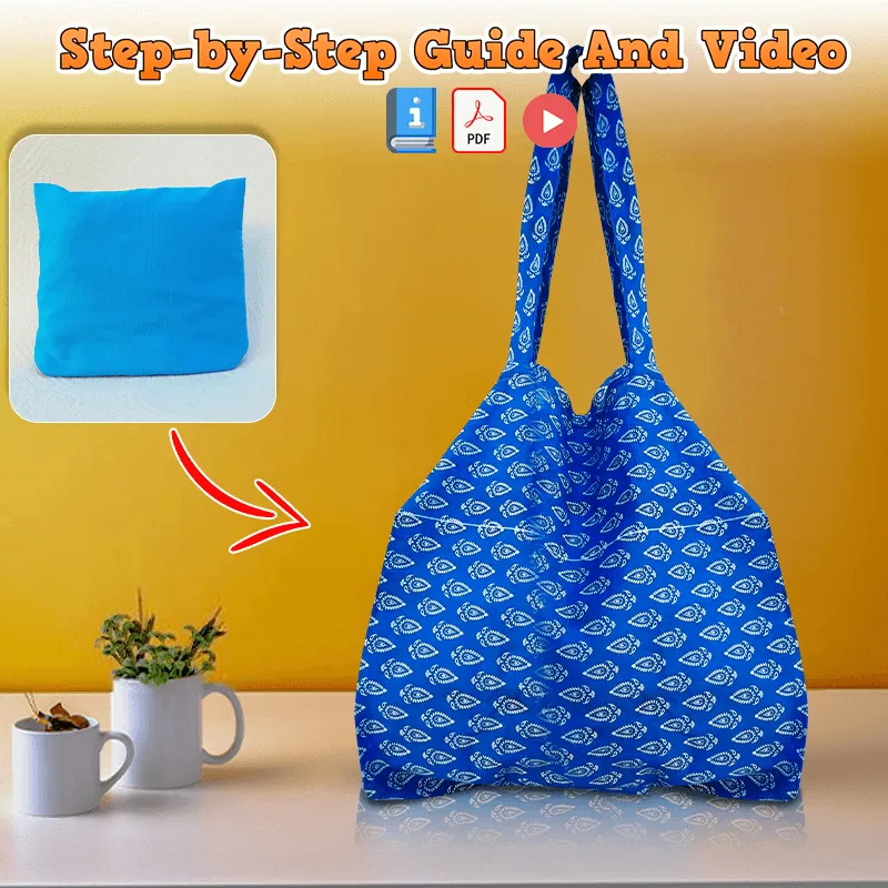 Folding Pocket Grocery Bag Printable Pattern (3 sizes)