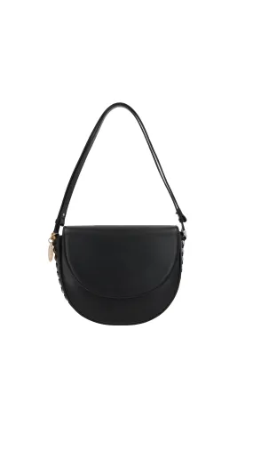 Frayme Medium Flap Shoulder Bag - Black