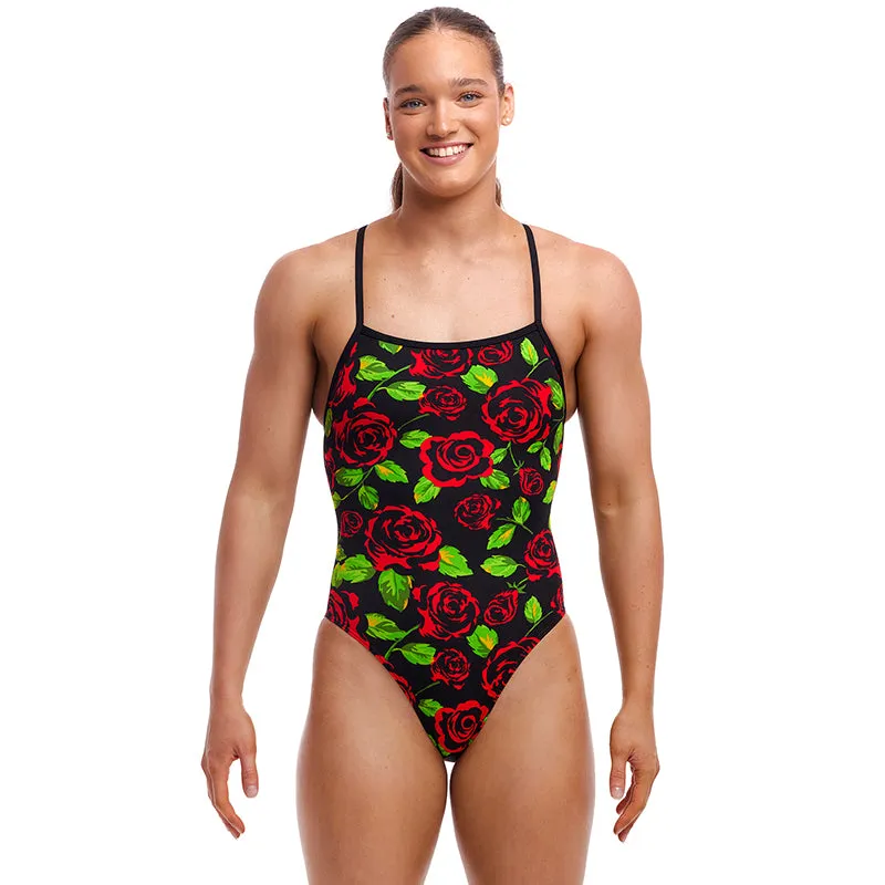 Funkita - Black Rose - Ladies Eco Strapped In One Piece