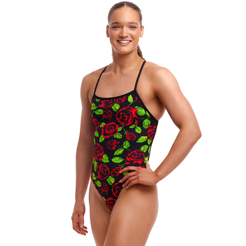 Funkita - Black Rose - Ladies Eco Strapped In One Piece