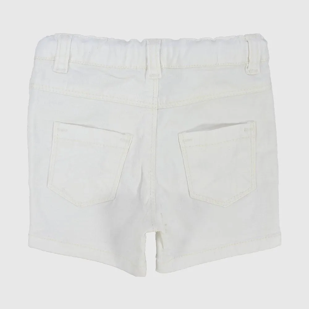 Gender-Neutral White Gabardine Shorts