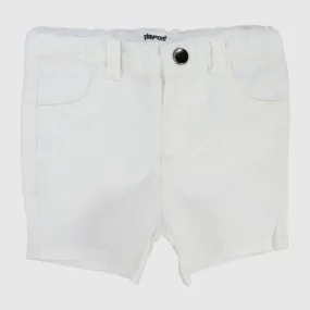 Gender-Neutral White Gabardine Shorts