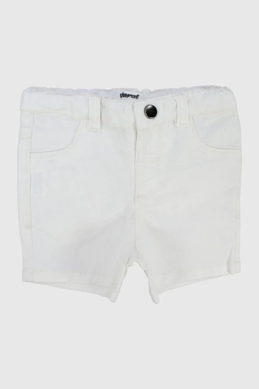 Gender-Neutral White Gabardine Shorts