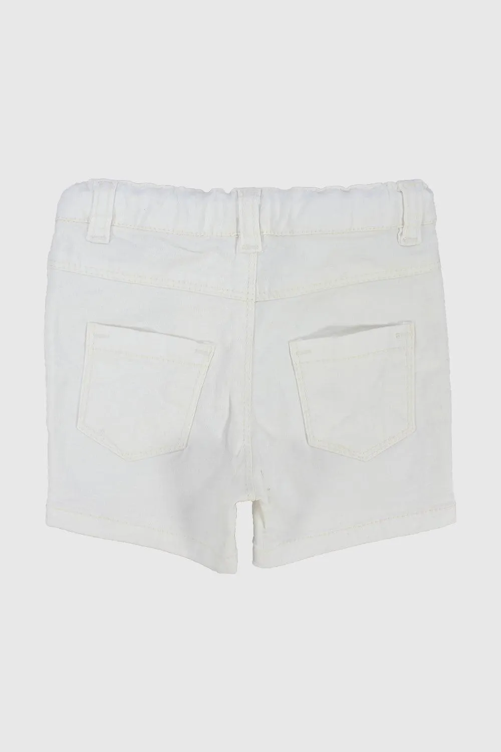 Gender-Neutral White Gabardine Shorts