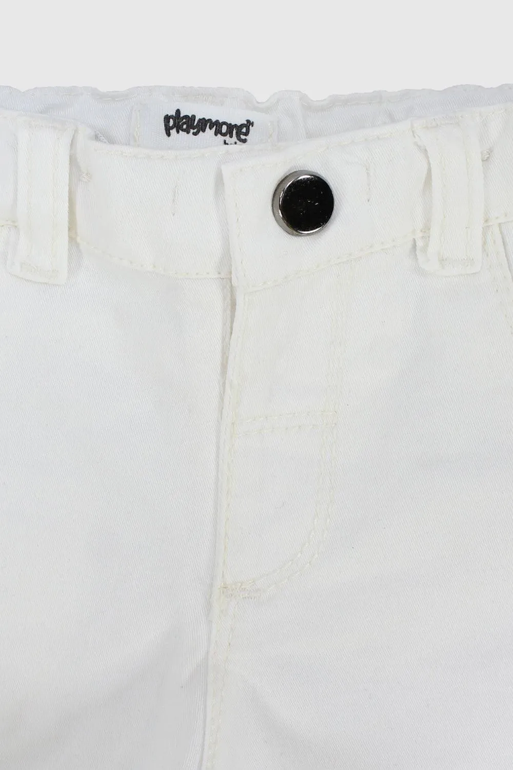 Gender-Neutral White Gabardine Shorts