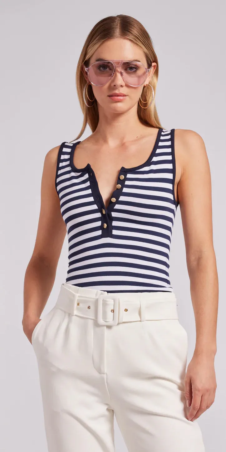 Fathima Striped Navy White Top by Generation Love