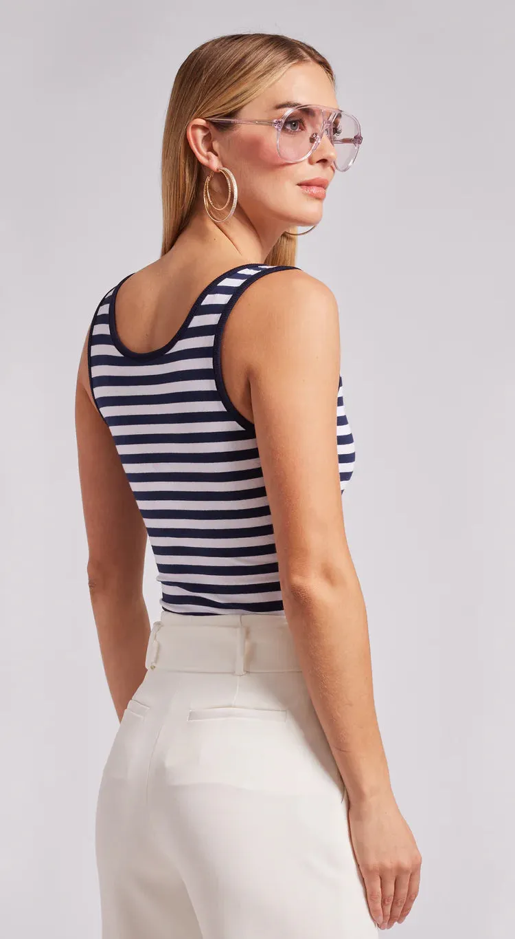 Fathima Striped Navy White Top by Generation Love