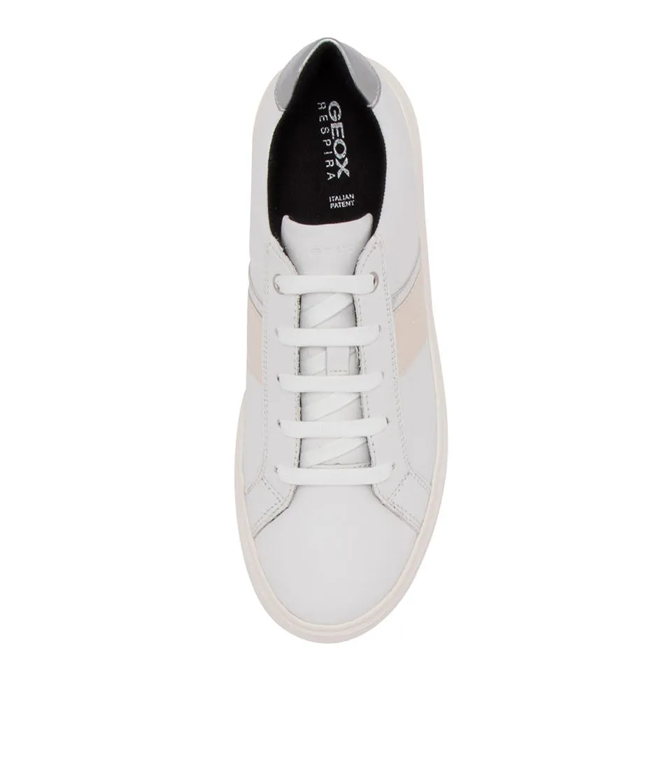 GEOX D Nhenbus White Leather Sneakers