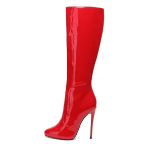 Giaro BRANDY RED SHINY KNEE BOOTS