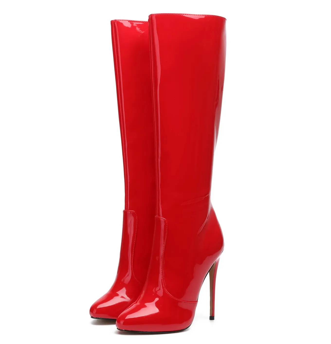 Giaro BRANDY RED SHINY KNEE BOOTS