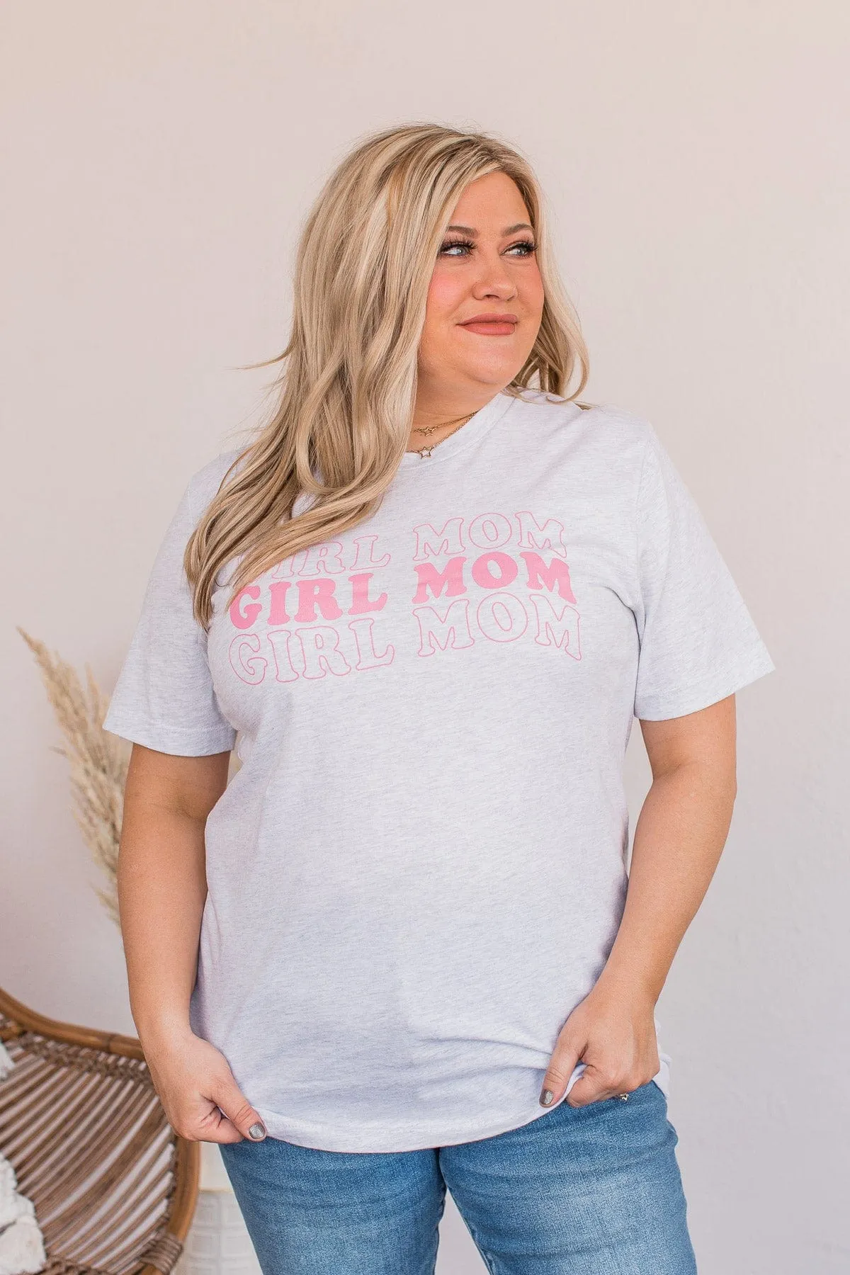 Girl Mom Graphic Tee- Gray